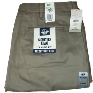 NEW NWT Dockers Signature Khaki Classic‎ Fit Lux Cotton Stretch Mens Pants 42x30